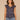 Navy Multi Print Double Ruffle Cap Sleeve Deep V-Neck Scallop Edge Detail Surplus Shirttail Hem Abstract Print Knit Top