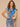 Cosmic Cobalt Multi Print Extended Cap Sleeve Scoop Neck Pleated Bubble Hem Abstract Placement Print Petite Knit Top