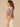 Sandcastle Multi Elbow Angel Sleeve Scoop Neck Keyhole Back Abstract Palm Tree Placement Print Bubble Hem Knit Top