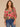 Flamingo Pink Multi Three Quarter Ruched Kimono Sleeve V-Neck Back Center Seam Shirttail Hem Floral Print Petite Woven Top