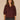 Cherry Chocolate Three Quarter Blouson Sleeve Ruffle Edge V-Neck Half Button Placket Soutache Hi-Low Shirttail Hem Mixed Media Woven Top