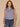 Cosmic Cobalt Sleeveless Smocked Collar Neck Button Down Front Placket Breast Pocket Bubble Hem Spliced Stripe Design Woven Top