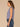 Cosmic Cobalt Sleeveless Smocked Collar Neck Button Down Front Placket Breast Pocket Bubble Hem Spliced Stripe Design Petite Woven Top