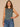 Bermuda Teal Soft Linen Sleeveless Embroidered Crew Neck Keyhole Back Striped Shirttail Hem Knit Tank Top
