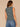 Bermuda Teal Soft Linen Sleeveless Embroidered Crew Neck Keyhole Back Striped Shirttail Hem Knit Tank Top
