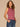 Beet Red Soft Linen Sleeveless Embroidered Crew Neck Keyhole Back Striped Shirttail Hem Knit Tank Top