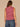 Beet Red Soft Linen Sleeveless Embroidered Crew Neck Keyhole Back Striped Shirttail Hem Knit Tank Top