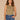 Harvest Green Soft Linen Sleeveless Embroidered Crew Neck Keyhole Back Striped Shirttail Hem Knit Tank Top
