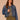 Blue Artisanal Denim Long Sleeve Collar Neck Button Front Oversized Breast Pockets Seaming Cropped Elastic Hem Denim Jacket
