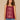 Grape Wine Multi Sleeveless Wide Crochet Strap Ruched Square Neck Embroidered Front Straight Scallop Edge Die Cut Woven Tank Top