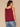 Grape Wine Multi Sleeveless Wide Crochet Strap Ruched Square Neck Embroidered Front Straight Scallop Edge Die Cut Woven Tank Top