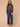 Navy Multi Stripe Long Blouson Sleeve Turtleneck Zip Back Abstract Plaid Print Smocking Ribbed Shirttail Hem Knit Top