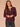 Heather Fig Jam Long Blouson Sleeve Mandarin Collar Half Placket Embroidered Surplus Hi-Low Hem Mixed Media Knit Top
