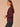 Heather Fig Jam Long Blouson Sleeve Mandarin Collar Half Placket Embroidered Surplus Hi-Low Hem Mixed Media Knit Top