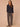 Heather Navy Long Blouson Sleeve Mandarin Collar Half Placket Embroidered Surplus Hi-Low Hem Mixed Media Knit Top