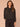 Heather Duffle Green Black Long Sleeve High Tie Collar Neck Piping Kangaroo Pocket Bubble Hem Mixed Media Knit Top