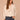 Heather Ecru Heather Vintage Walnut Long Sleeve High Tie Collar Neck Piping Kangaroo Pocket Bubble Hem Mixed Media Petite Knit Top