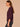 Heather Concord Grape Three Quarter Dolman Sleeve High V-Neck Front Embroidery Back Center Seam Banded Hem Knit Top
