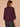 Heather Concord Grape Three Quarter Dolman Sleeve High V-Neck Front Embroidery Back Center Seam Banded Hem Knit Top
