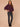 Heather Concord Grape Three Quarter Dolman Sleeve High V-Neck Front Embroidery Back Center Seam Banded Hem Knit Top
