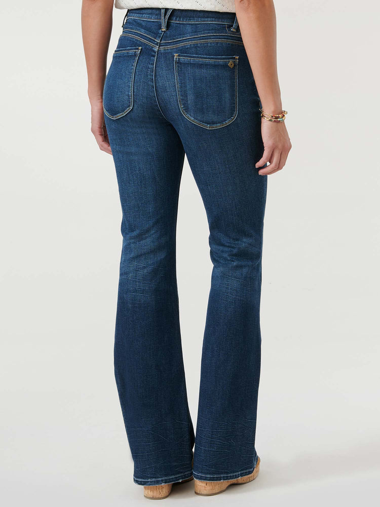 "Ab"solution Petite High Rise Out There Flare Indigo Denim Jeans