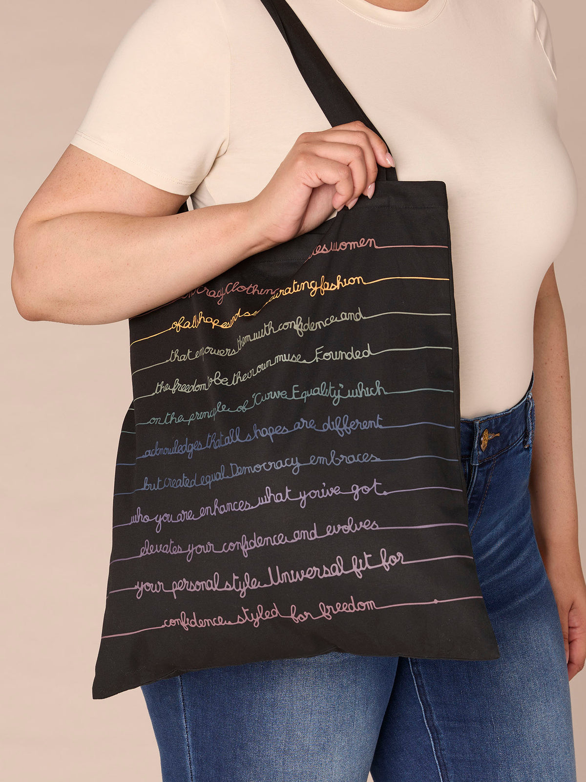 Script Drawstring Tote Bag