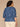 Indigo Below Elbow Cinched Lantern Sleeve V-Neck Peplum Hem Scallop Edge Plus Size Woven Top