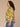 Chartreuse Multi Cinched Drop Shoulder Ruffle Edge Elbow Sleeve Encased Elastic V-Neck Button Down Front Hi-Low Hem Abstract Floral Print Plus Size Woven Top