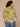 Chartreuse Multi Cinched Drop Shoulder Ruffle Edge Elbow Sleeve Encased Elastic V-Neck Button Down Front Hi-Low Hem Abstract Floral Print Plus Size Woven Top