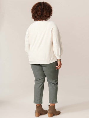 Heather Jute Dolman Sleeve Scoop Neck Printed Knit Plus Size Top