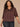 Brown Three Quarter Flounce Sleeve Honeycomb Embroidered Split V-Neck Ruffle Collar Slit Hem Plus Size Woven Top