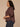 Brown Three Quarter Flounce Sleeve Honeycomb Embroidered Split V-Neck Ruffle Collar Slit Hem Plus Size Woven Top
