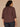 Brown Three Quarter Flounce Sleeve Honeycomb Embroidered Split V-Neck Ruffle Collar Slit Hem Plus Size Woven Top