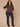 Brown Three Quarter Flounce Sleeve Honeycomb Embroidered Split V-Neck Ruffle Collar Slit Hem Plus Size Woven Top