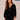 Black Three Quarter Blouson Sleeve Embroidered Half Placket Ruffle Edge Split V-Neck Plus Size Woven Top