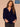 Ultra Navy Three Quarter Blouson Sleeve Ruffle Edge Split Neck Rhinestone Half Placket Embroidery Shirttail Hem Plus Size Woven Velvet Top