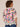 Deep Pine Nectarine Multi Three Quarter Scallop Drop Shoulder Sleeve Crochet Placket V-Notch Neck Abstract Print Peplum Plus Size Woven Top