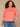 Vintage Coral Below Elbow Blouson Sleeve Round Neck Half Button Placket Embroidered Front Pleated Back Shirttail Hem Plus Size Woven Top