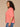 Vintage Coral Below Elbow Blouson Sleeve Round Neck Half Button Placket Embroidered Front Pleated Back Shirttail Hem Plus Size Woven Top