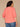 Vintage Coral Below Elbow Blouson Sleeve Round Neck Half Button Placket Embroidered Front Pleated Back Shirttail Hem Plus Size Woven Top