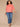 Vintage Coral Below Elbow Blouson Sleeve Round Neck Half Button Placket Embroidered Front Pleated Back Shirttail Hem Plus Size Woven Top