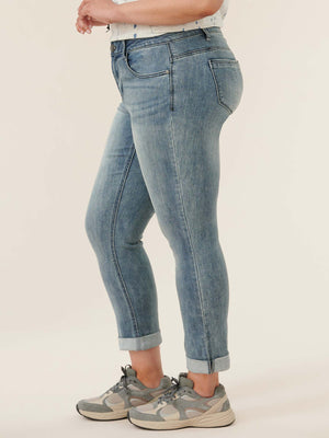 
            
                Load image into Gallery viewer, &amp;quot;Ab&amp;quot;solution Girlfriend Plus Size Stretch Light Blue Denim Boyfriend Jeans
            
        