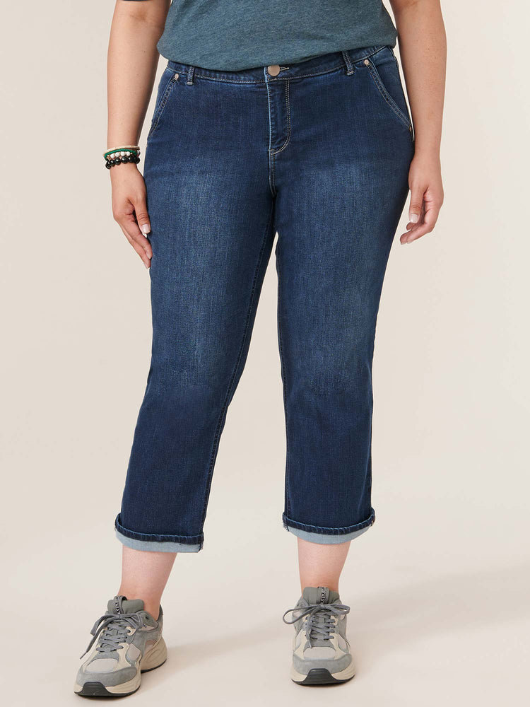 "Ab"solution Indigo Denim Plus Size Slim Straight Trouser Jeans