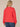 Poppy Red Long Puff Sleeve Cinched Ruffle Edge Front Center Seam Ladder Crochet Detail Crew Neck Plus Size Knit Top