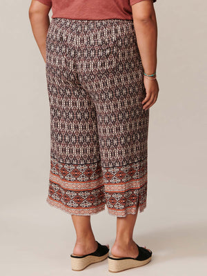 Amber Spice Multi Skyrise Printed Pull On Cropped Plus Size Pants