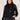 Black Long Blouson Sleeve Rhinestone Embroidery Mock Neck Plus Size Sweater