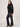 Black Long Blouson Sleeve Rhinestone Embroidery Mock Neck Plus Size Sweater