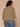 Laurel Oak Blue Shadow Seamless Three Quarter Dolman Sleeve Scoop Neck Abstract Leaf Embroidery Shirttail Hem Plus Size Knit Top