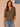 Celadon Multi Elbow Roll Cuff Sleeve Split V-Neck Stripes Shirttail Surplus Hem Plus Knit Top