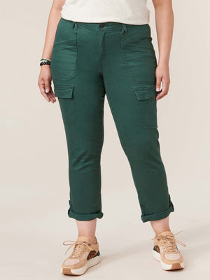 
            
                Load image into Gallery viewer, &amp;quot;Ab&amp;quot;solution Dusty Spruce Green High Rise Roll Cuff Cargo Pocket Plus Size Utility Pant
            
        